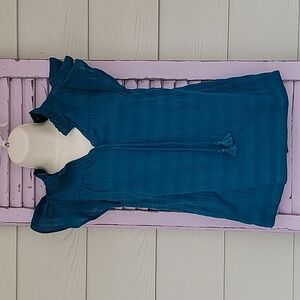 💗 DESIGN HISTORY Teal Ruffled Sleeve Blouse M NWOT